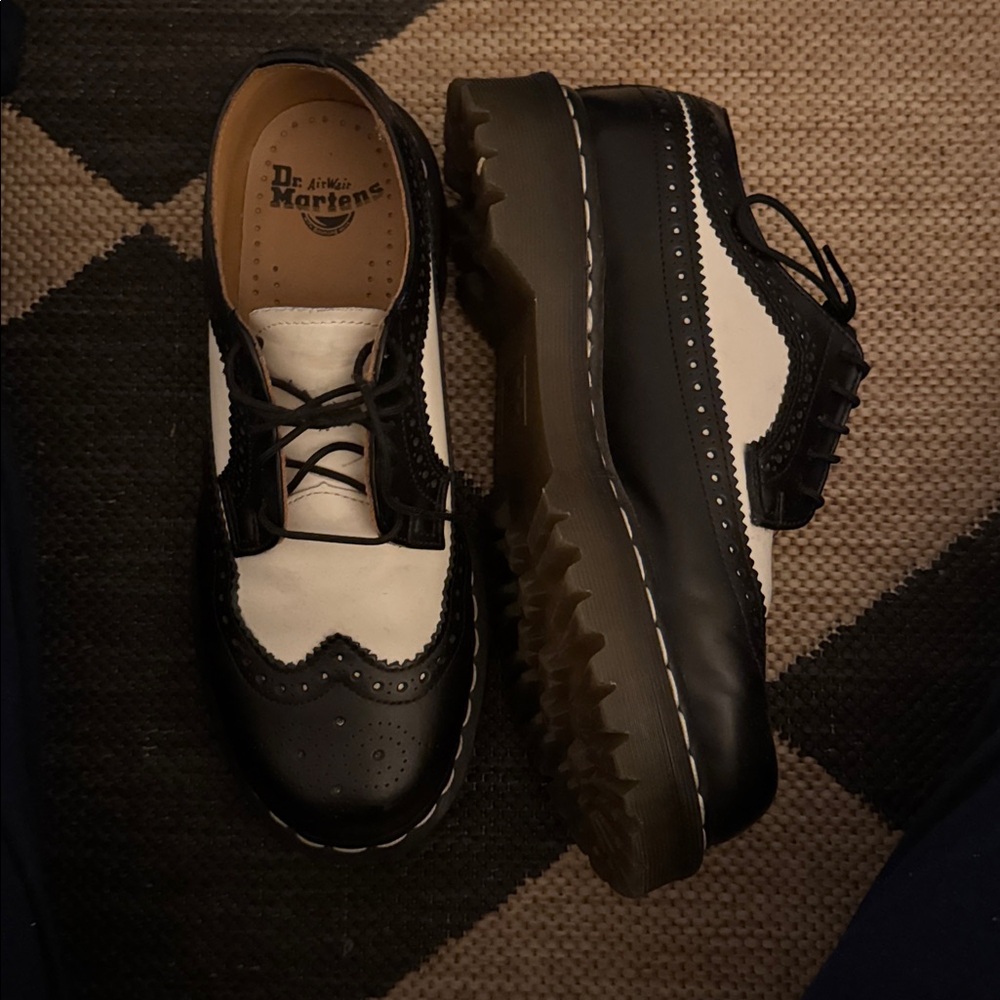 Dr. Martens Black and White Wingtip Shoes